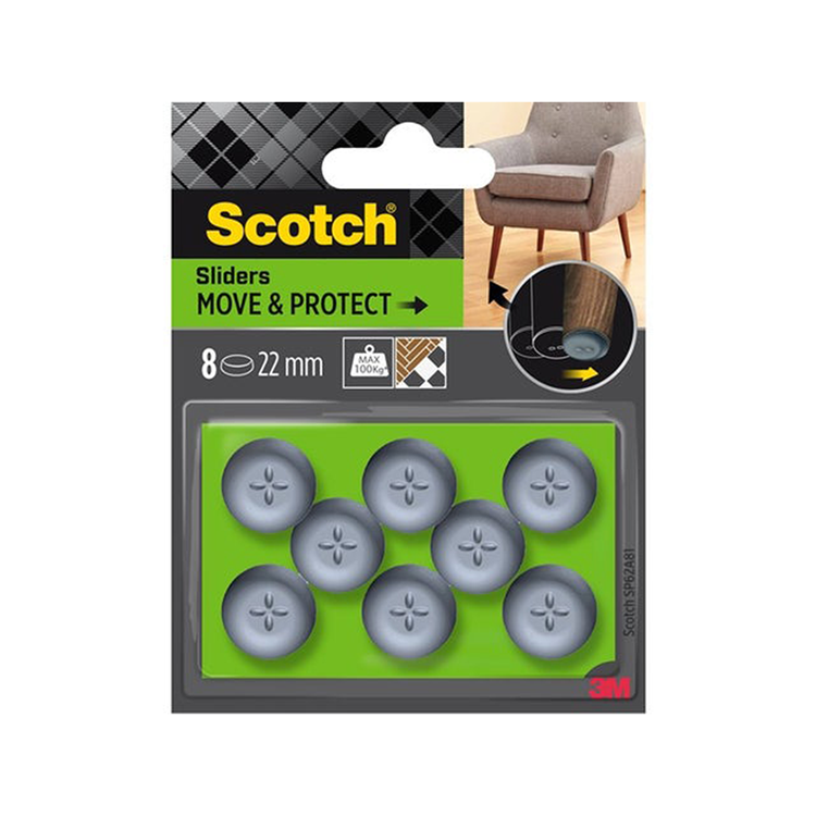 3 m 1070692 - cursori scotch® move protected autoadesivo grigioø 22 mm | 7 pezzi