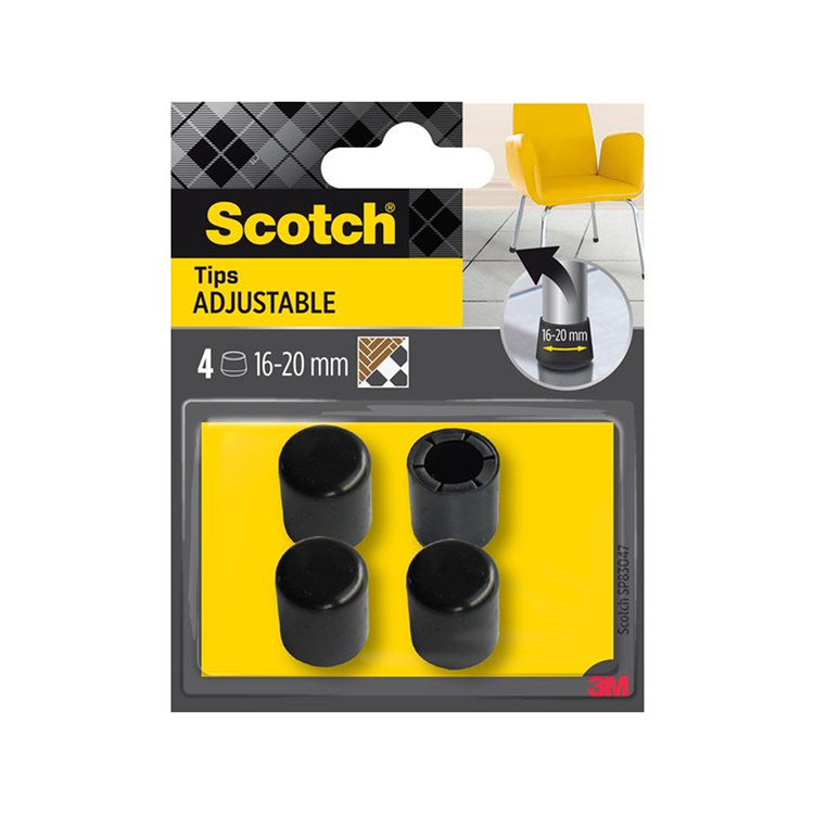 3m 1070706 - scotch® adjustable tips zwart ø 16-20 mm, 4 pack | 7 stuks