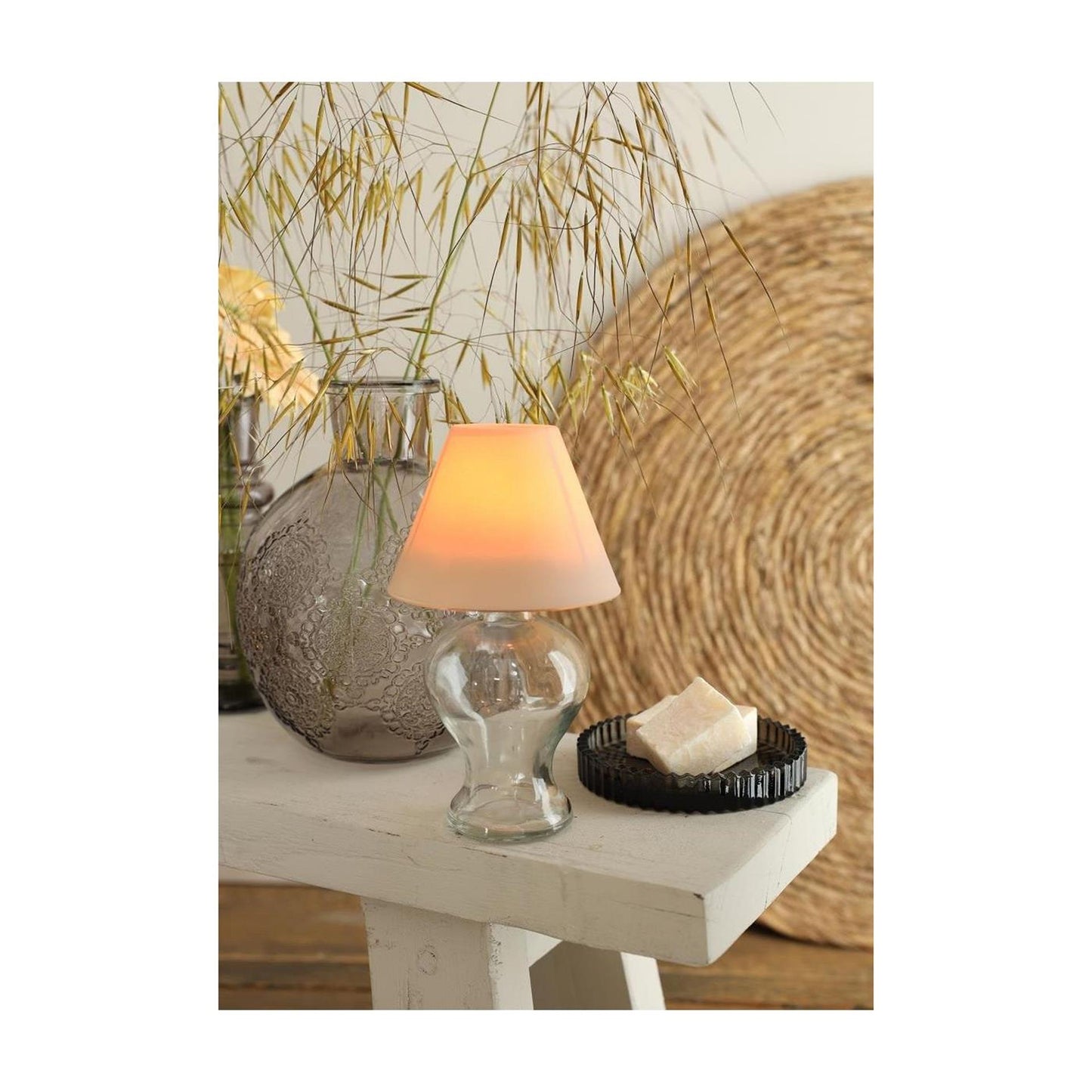 Ideas 4 seasons glazen lamp theelichthouder beige