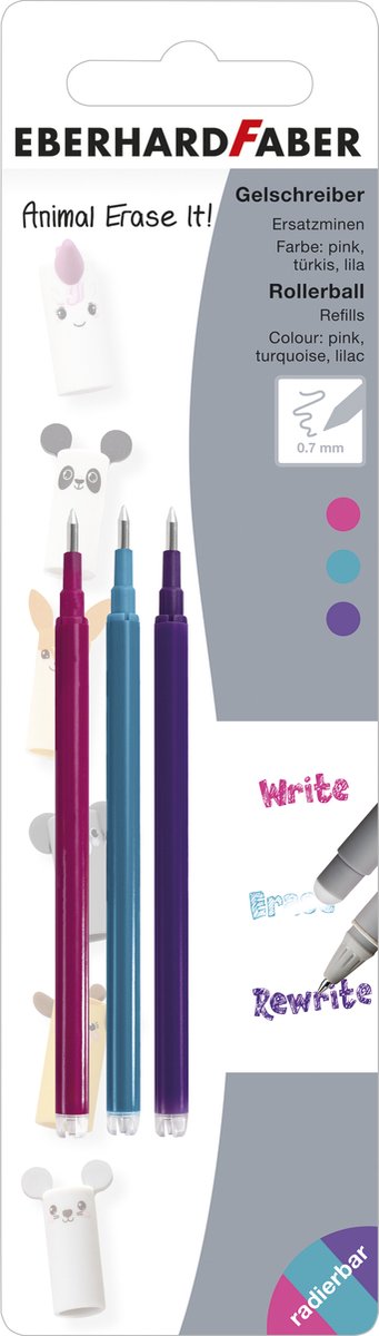 Bolígrafo de gel Eberhard Faber - recambio - 3 colores en blister - ef-582154