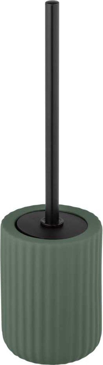 Porta scopino Wenko belluno ceramica verde scuro opaco - scopino con supporto verde - scopino con supporto da terra - superficie soft touch