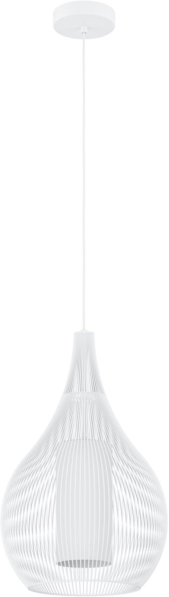Lampada a sospensione Eglo razoni 1 - e27 - ø 42,5 cm - bianco - acciaio|vetro