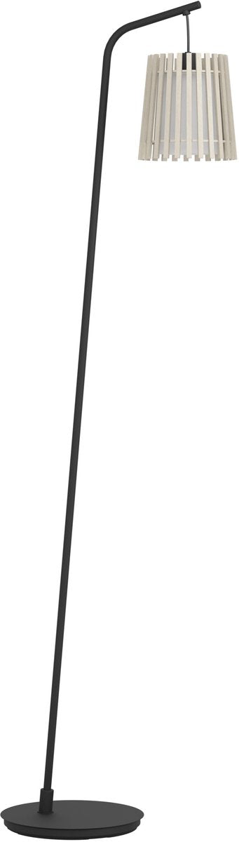 Lampada da terra Eglo fattoria - e27 - 170 cm - nero|marrone|bianco - legno | tessile