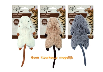 AFP Jumbo Muis Crinkle Lamwol con catnip Assorti