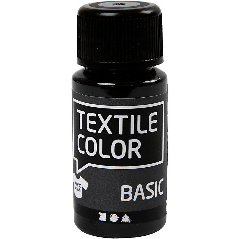 Creativ Company Textile Colour Vernice tessile semicoprente nera, 50ml