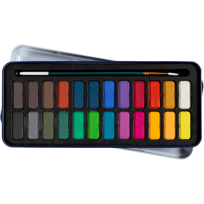 Set acquerelli Colortime, misura 12x30 mm, vari colori, 24 colori 1 scatola