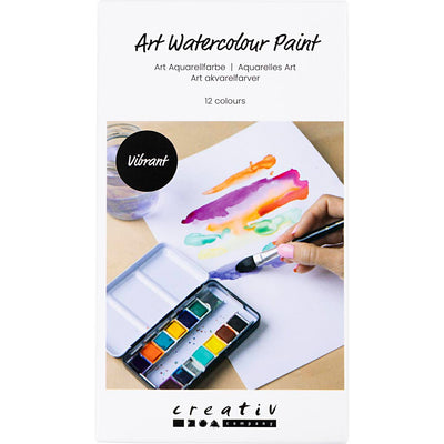 Pintura de acuarela Creativ company art, ½ pastilla, flores y paisajes, medidas 10x15x20 mm, varios colores, 12 colores 1 unidad