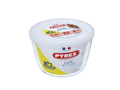 Pyrex schaal met deksel 1,6l ø16x11cm
