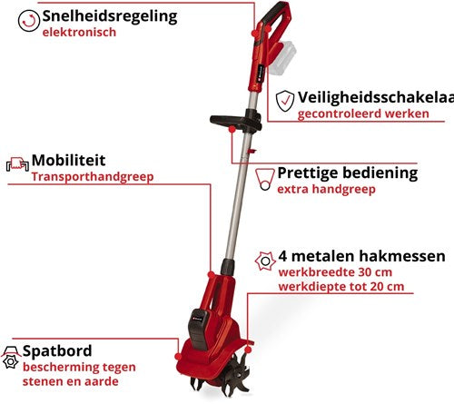 Einhell ge-cr 18 20 li e solo - cultivador inalámbrico | 18v | sin batería ni cargador - 3431210 - 3431210