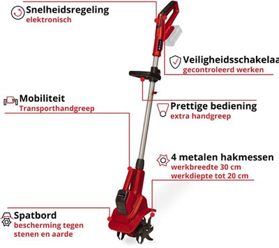 Einhell ge-cr 18 20 li e solo - motozappa a batteria | 18v| senza batteria e caricabatterie - 3431210 - 3431210