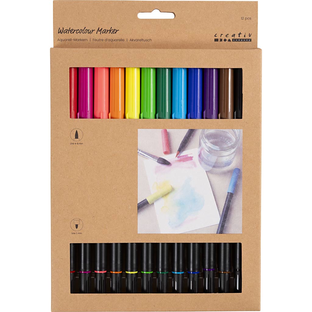 Pennarello acquerello Colori standard, 12 pezzi.