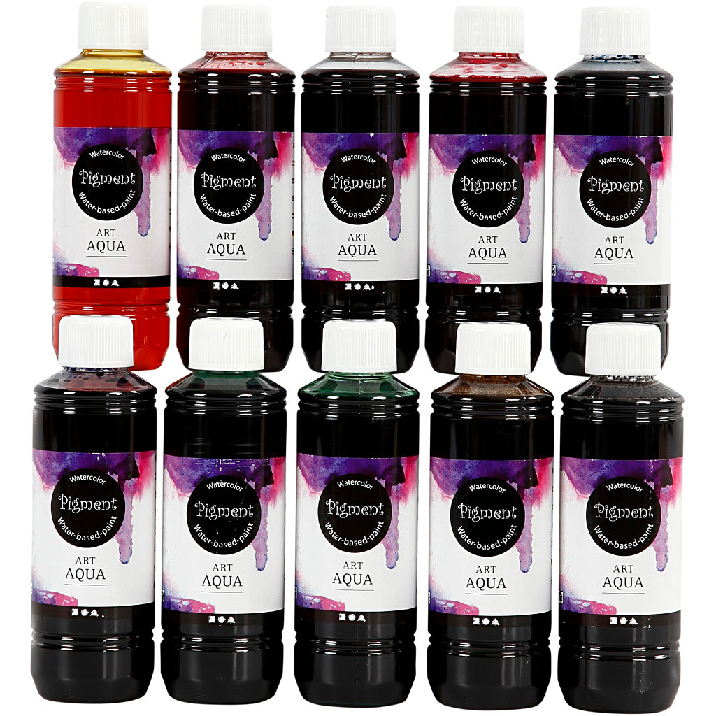 Pittura ad acquerello liquida a pigmenti, vari colori, 10x250 ml 1 scatola
