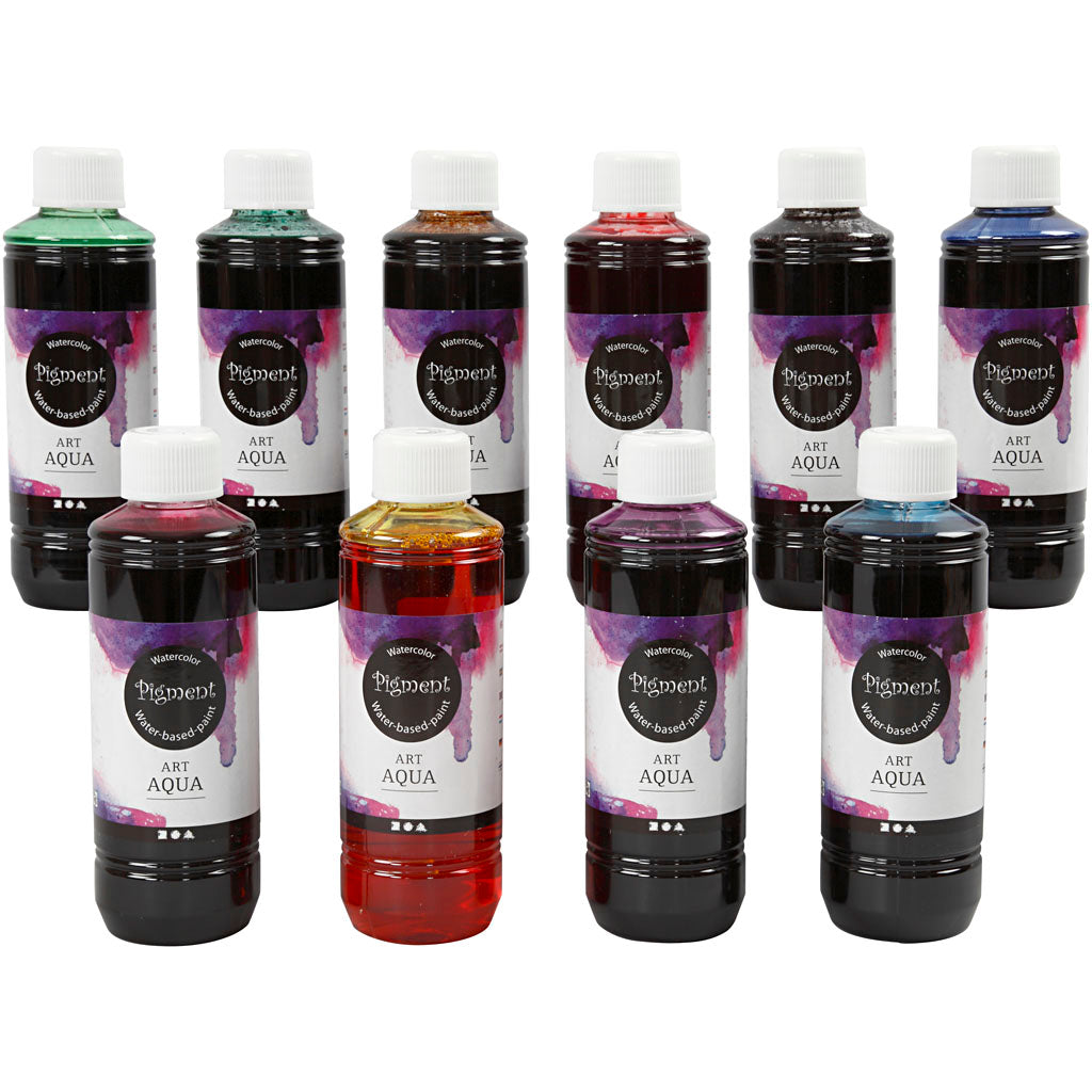 Pittura ad acquerello liquida a pigmenti, vari colori, 10x250 ml 1 scatola