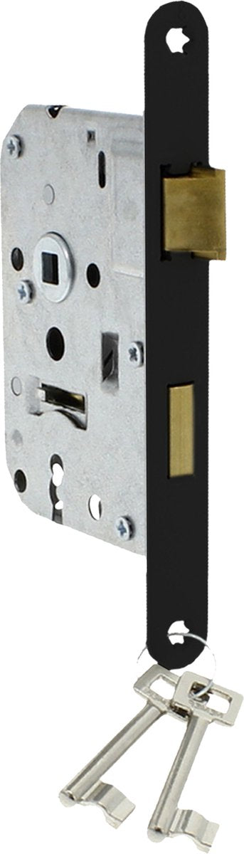 Serratura Starx porta interna - serratura porta camera con placca frontale nera - serratura con chiavi - 50 x 56 mm