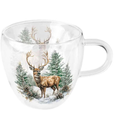 Ambiente double-walled glass winter stag 200ml white