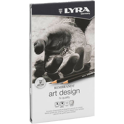 Lyra Art Diseño Dibujo de dibujo, B, 2b, 3b, 4b, 5b, 6b, Hb, H, 2h, 3h, 4h, F, 12 piezas 1 caja