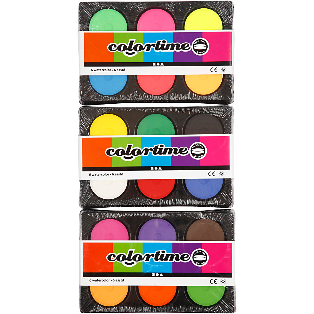 Acquerello Colortime, h: 16 mm, d 44 mm, colori neon, colori extra, 1 scatola