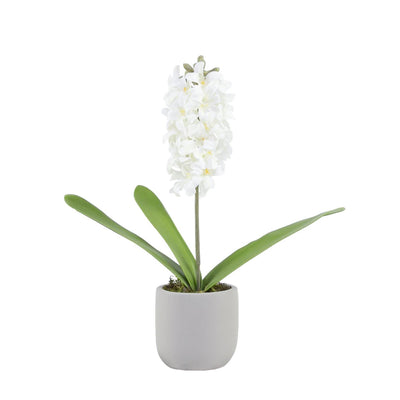 Mansion atmosphere artificial flower hyacinth white in pot 15xh41cm