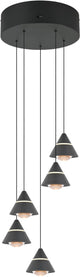 Trio romeo - lampada a sospensione - nero opaco - incl. 5x SMD 7 W - montaggio a soffitto - regolabile in altezza in modo continuo - dip - switch - non dimmerabile