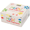 Mucki textiel vingerverf - 4 x 150 ml vingerverf voor textiel - kleuren geel, rood, blauw groen