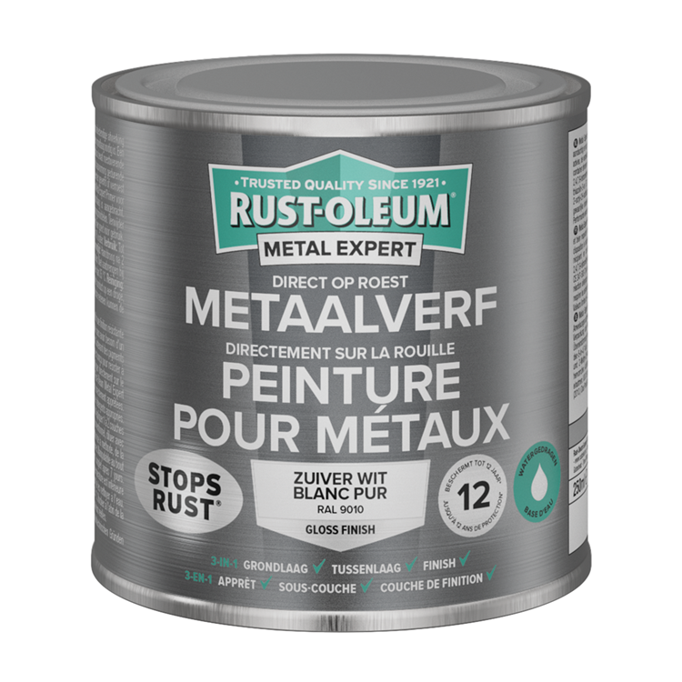 Rust-oleum 1071403 - pintura metal-hg -ral9010 - 250m directamente sobre el óxido | 1 pieza