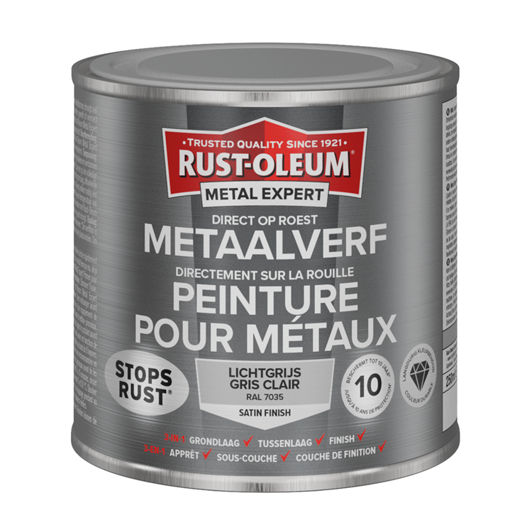 Rust-oleum 1071334 - pintura para metal -zg -ral7035 -250mldirecta sobre el óxido | 1 pieza