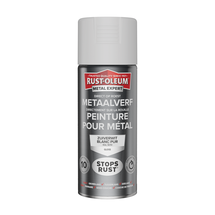 Rust-oleum 1071342 - pintura para metal -hg -ral9010 -400ml directamente sobre el óxido | 1 pieza