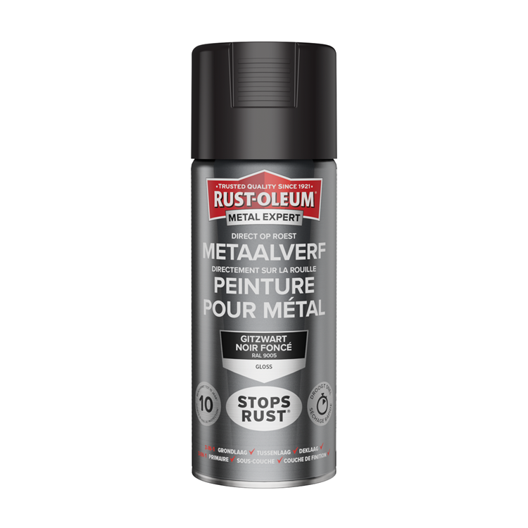 Rust-oleum 1071349 - pintura para metal -hg -ral9005 -400mldirecta sobre el óxido | 1 pieza