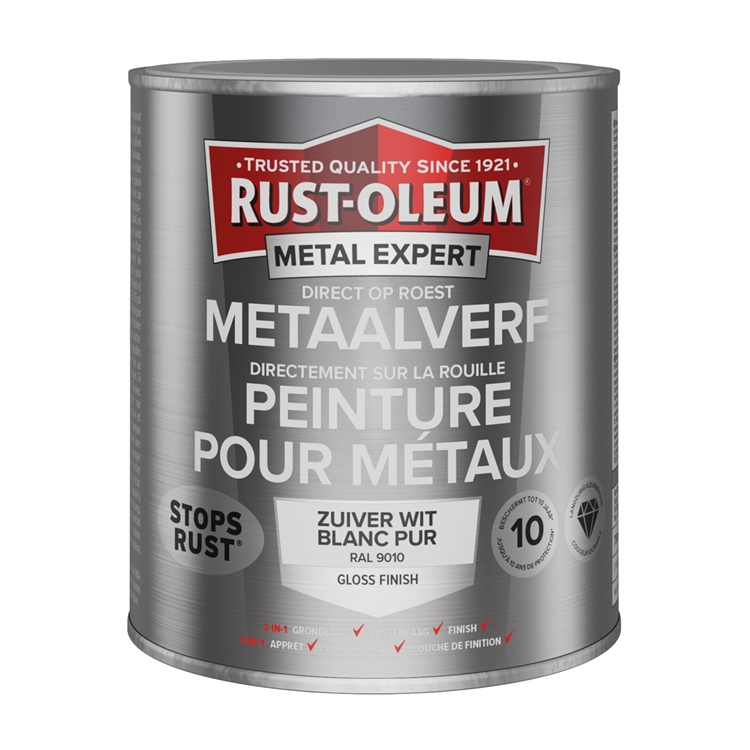 Rust-oleum 1071343 - pintura para metal -hg -ral9010 -750mldirecta sobre el óxido | 1 pieza