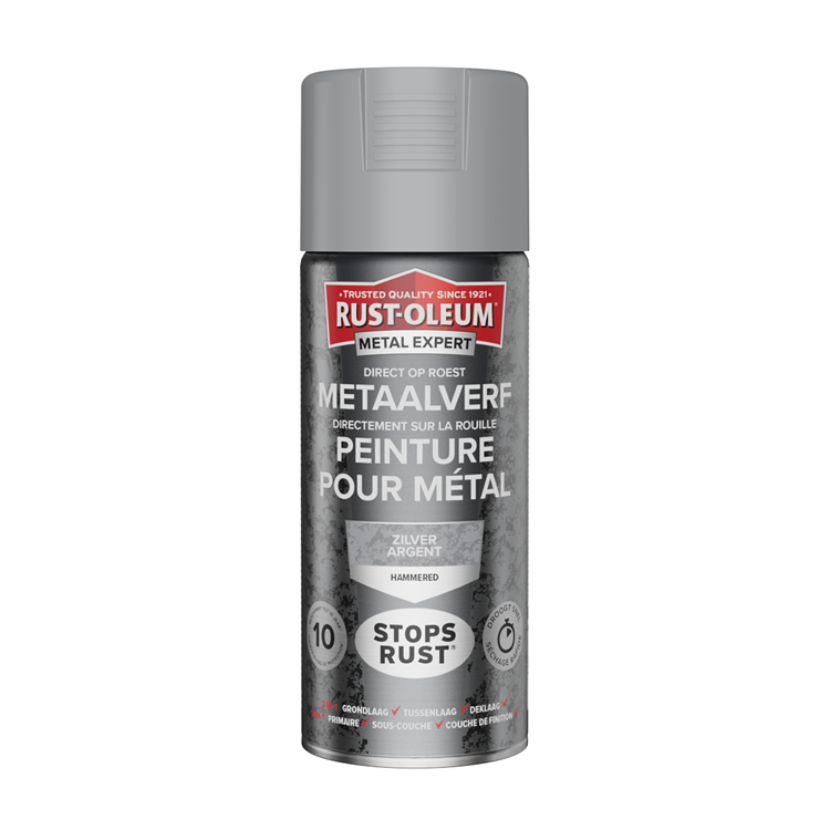 Rust-oleum 1071372 - acabado martillado - plateado - 400ml directamente sobre óxido - pintura para metal | 1 pieza