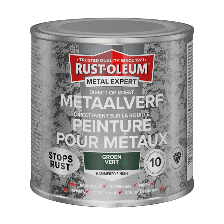 Rust-oleum 1071362 - martillado - verde - 250ml directamente sobre óxido - pintura para metal | 1 pieza