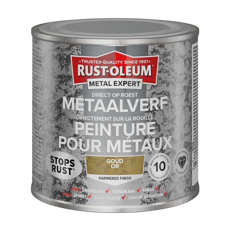 Rust-oleum 1071374 - acabado martillado - dorado - 250ml directamente sobre óxido - pintura para metal | 1 pieza