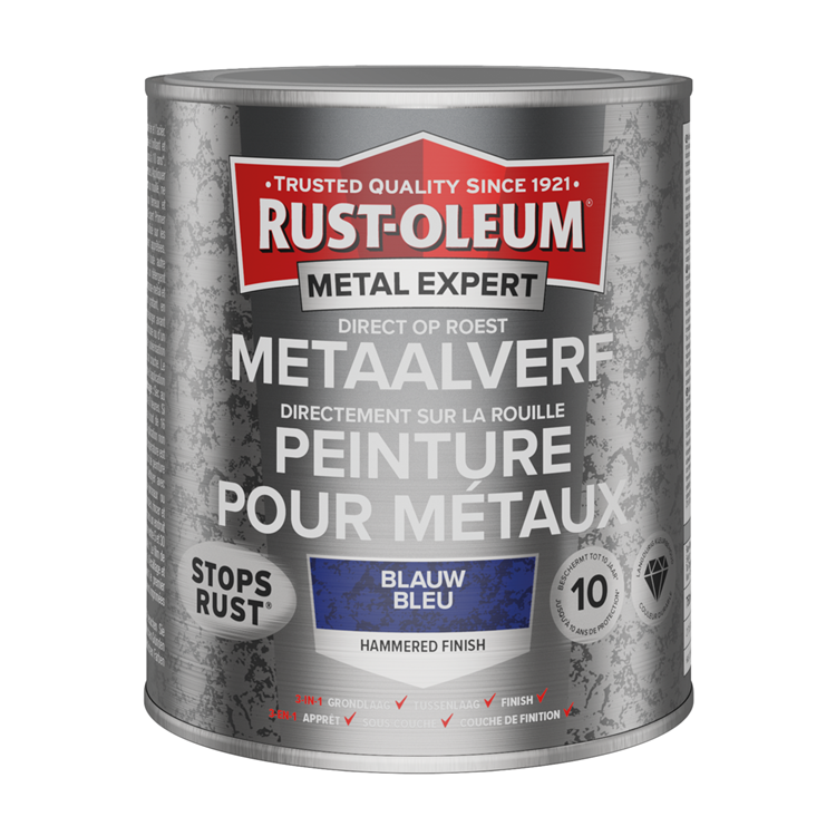 Rust-oleum 1071361 - acabado martillado - azul - 750ml directamente sobre óxido - pintura para metal | 1 pieza