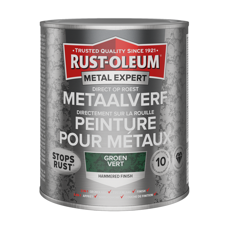 Rust-oleum 1071364 - acabado martillado - verde - 750ml directamente sobre óxido - pintura para metal | 1 pieza