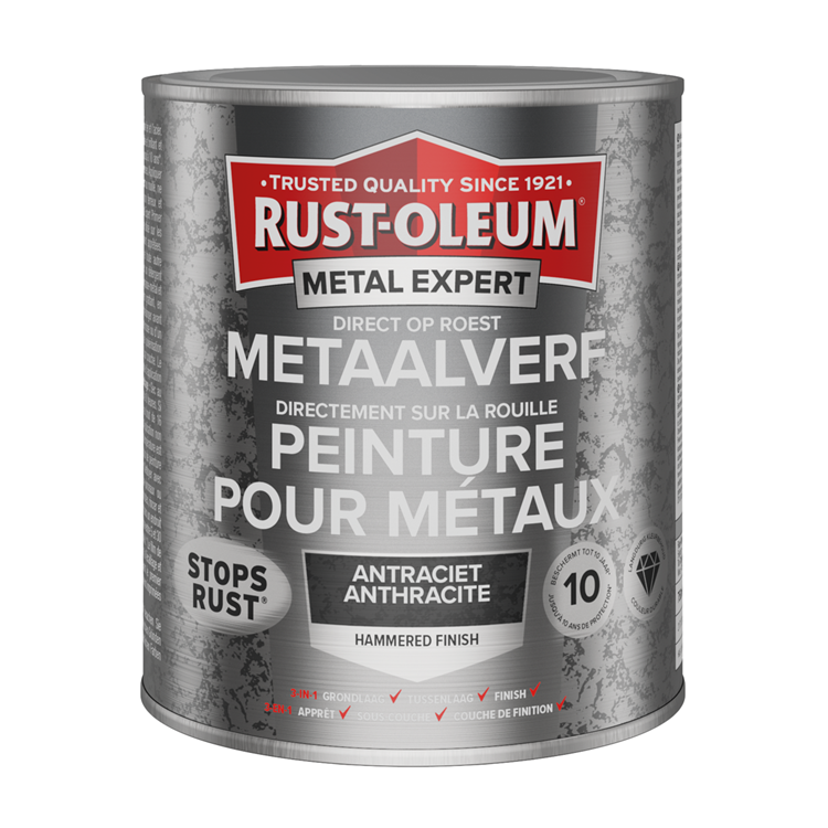 Rust-oleum 1071367 - acabado martillado - antracita - 750ml directamente sobre óxido - pintura para metal | 1 pieza