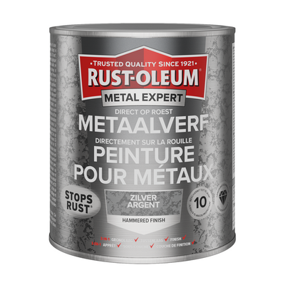 Rust-oleum 1071373 - hamerslag - zilver - 750ml direct op roest - metaalverf | 1 stuks