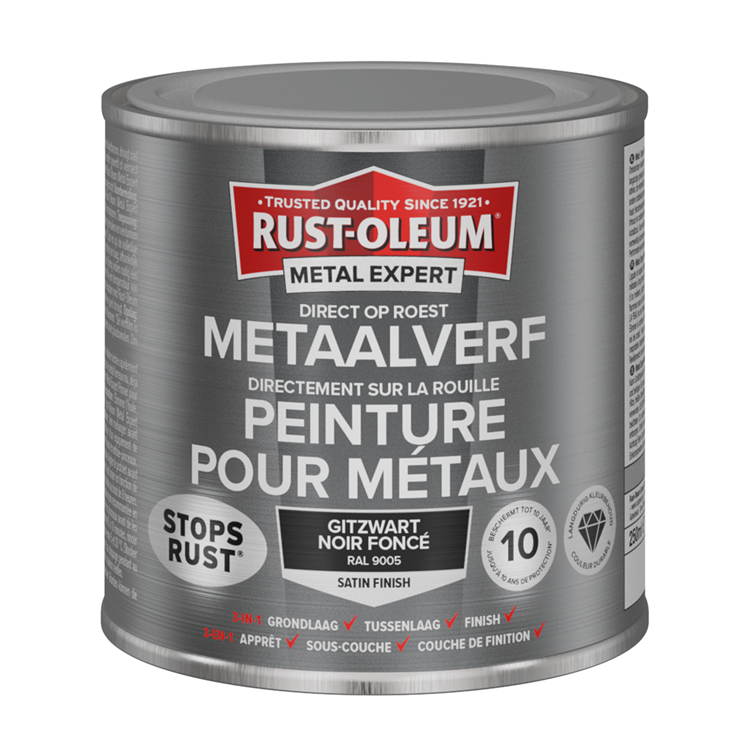 Rust-oleum 1071404 - pintura metal-zg -ral9005 -2500m directamente sobre el óxido | 1 pieza