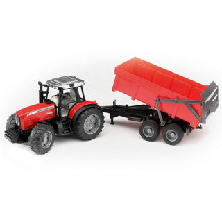 Bruder m.f. tractor rood met aanhanger