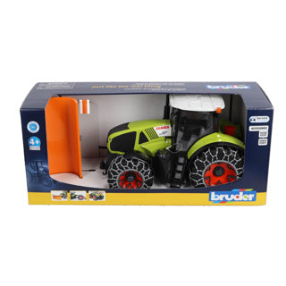 Bruder Tractor Claas Axion 950 con catene di neve e Team Magazine