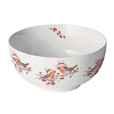 Ambiente bowl petirrojos navideños