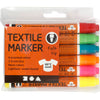 Pennarelli per tessuti, larghezza tratto 2-4 mm, colori neon, 6 pezzi, 1 scatola