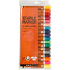 Textile markers, line width 2-4 mm, various colors, 18 pieces, 1 box