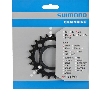 Shimano - Kettingblad FC-MT500 FC-M523 10 speed - 22 tands (AN) - zwart