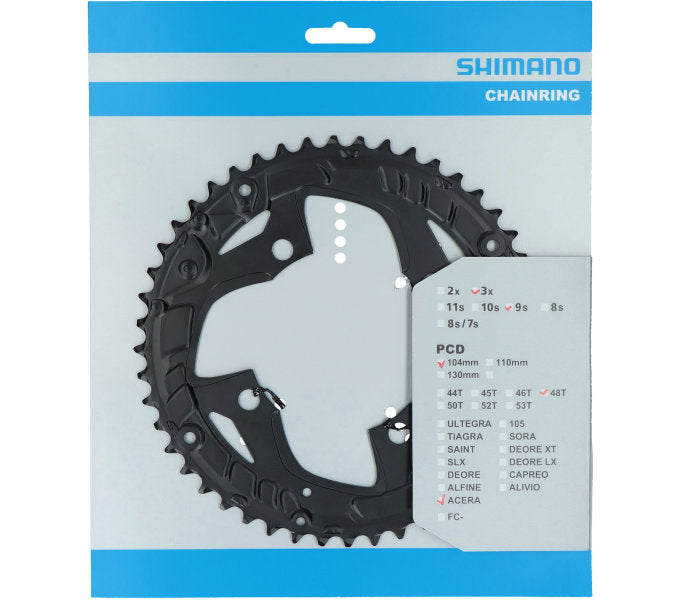 Shimano - Cadena Top 48T ACERA FC -T3010 9 Velocidad - Para protector de cadena - Negro