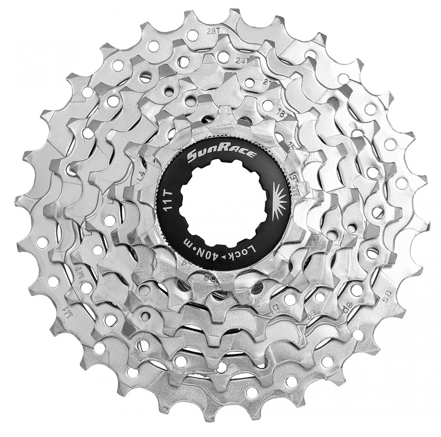 Sunrace CSM63 7 Speed ​​Cassette 12-28t in argento in scatola