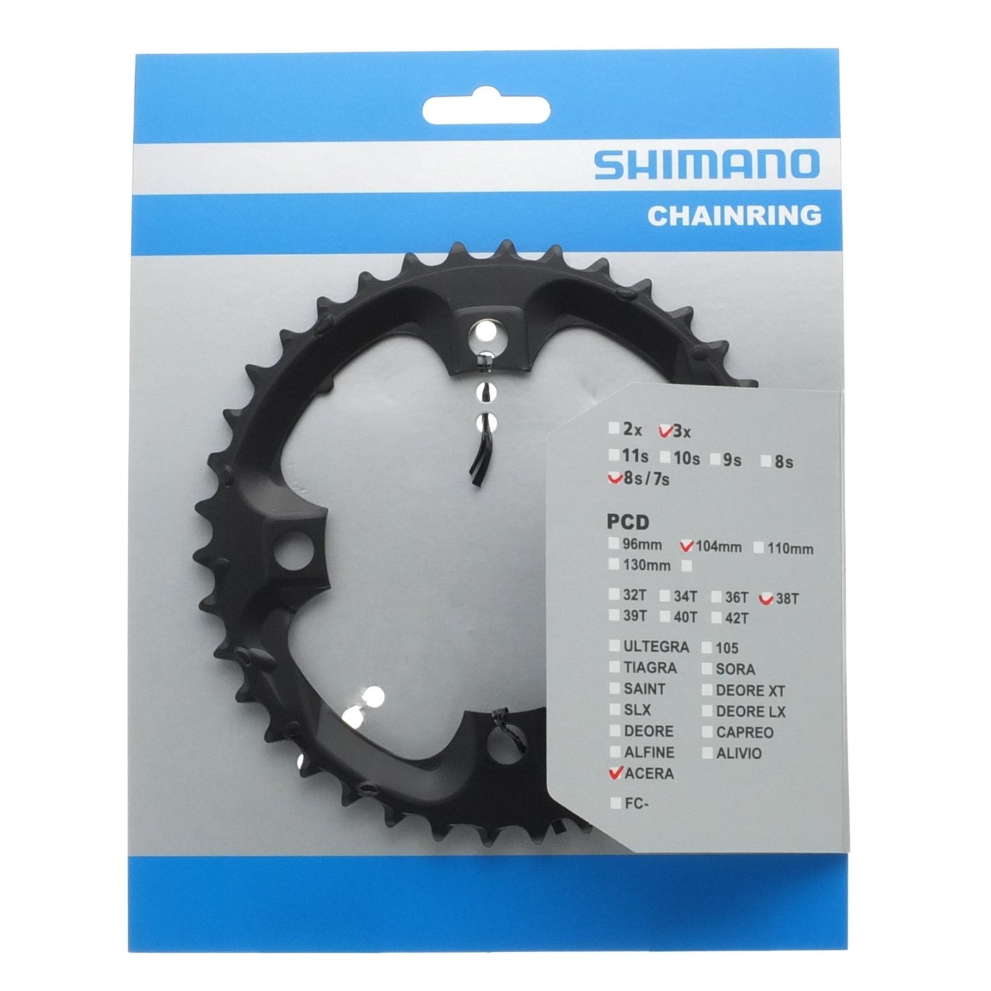 Ingranaggio Shimano fc-m361 38t 104mm 7-8 velocità nero