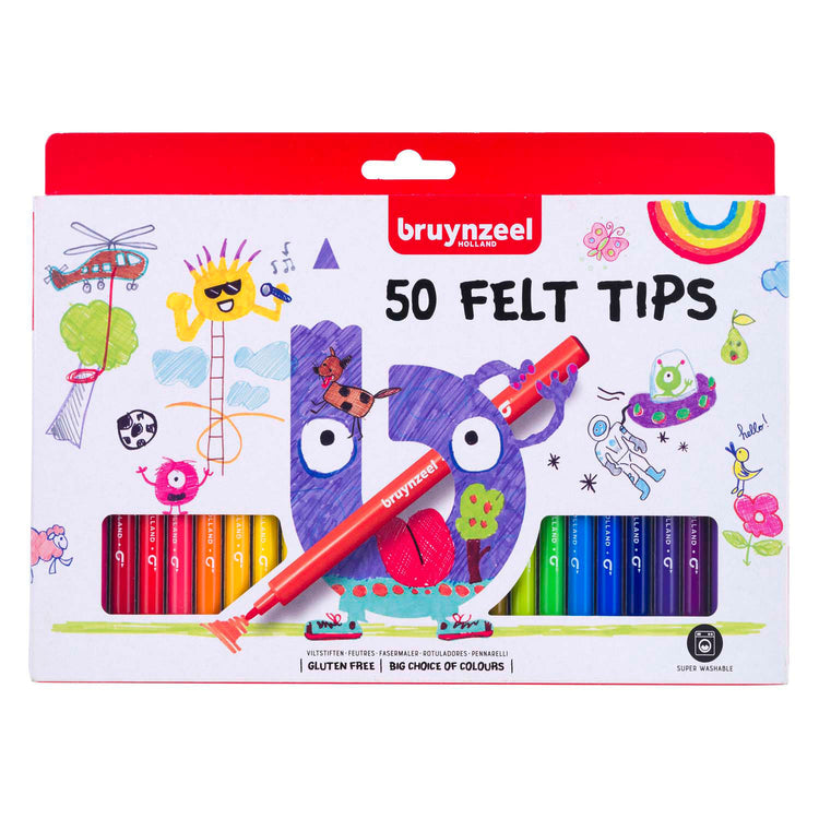 Penne in feltro Bruynzeel -tip set, 50 colori