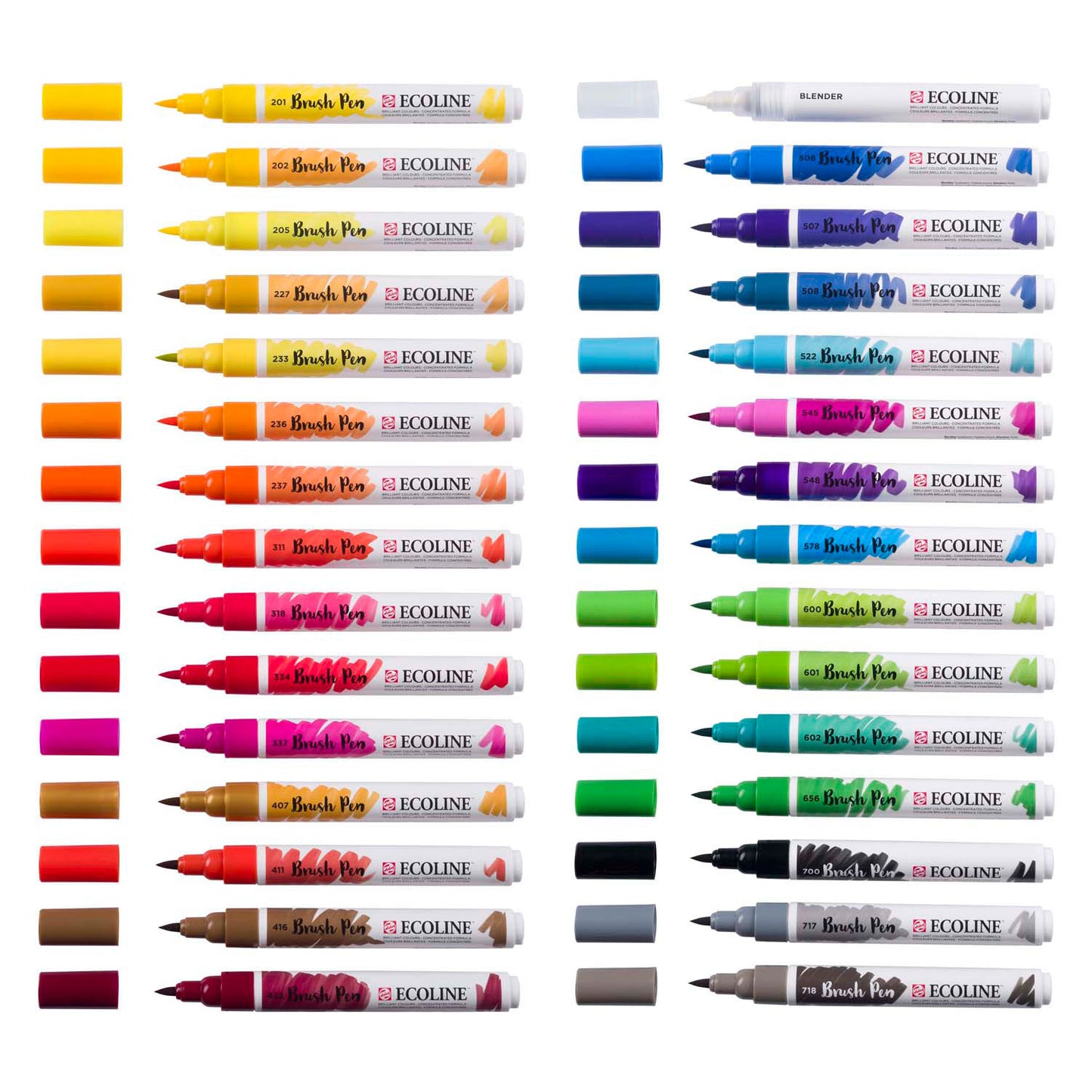 Ecoline brush pen set primair, 30 kleuren