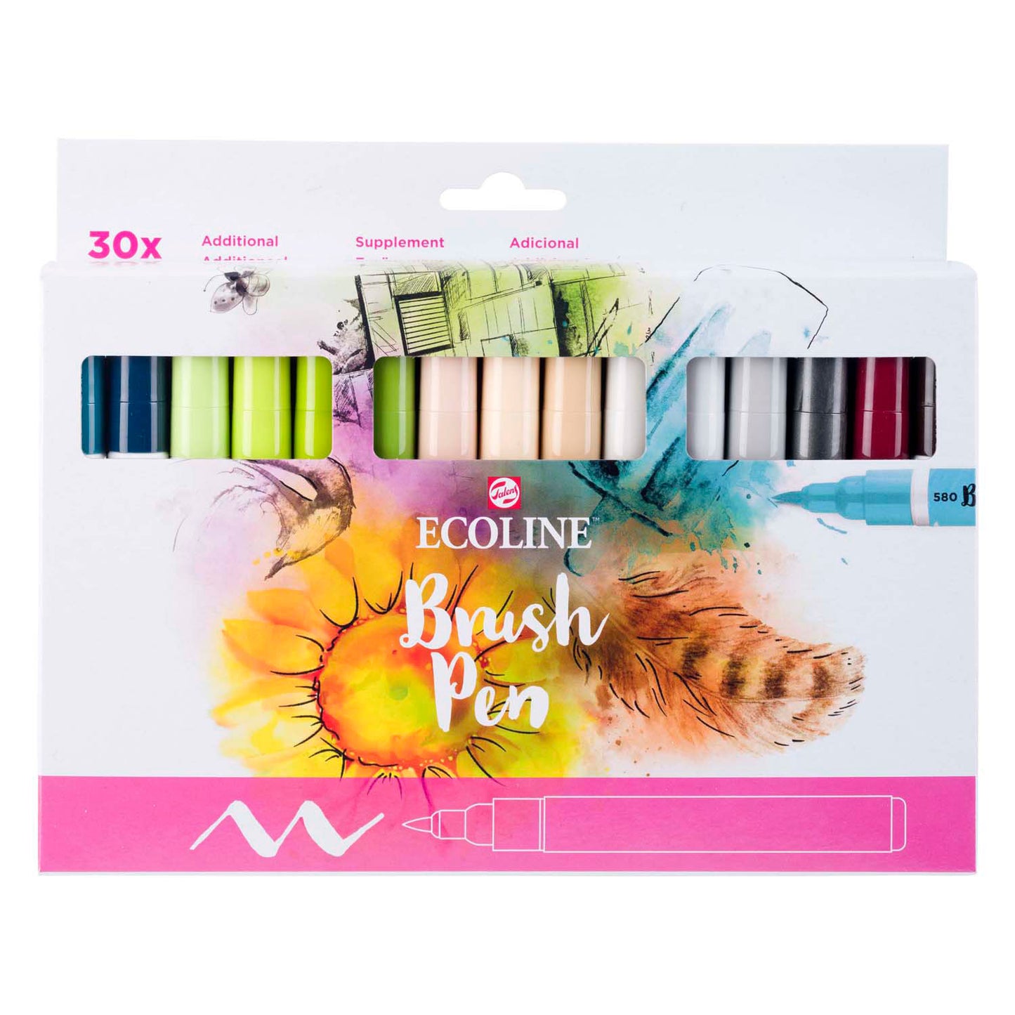Bruynzeel Ecoline Brush Pen Set Additional, 30 colors