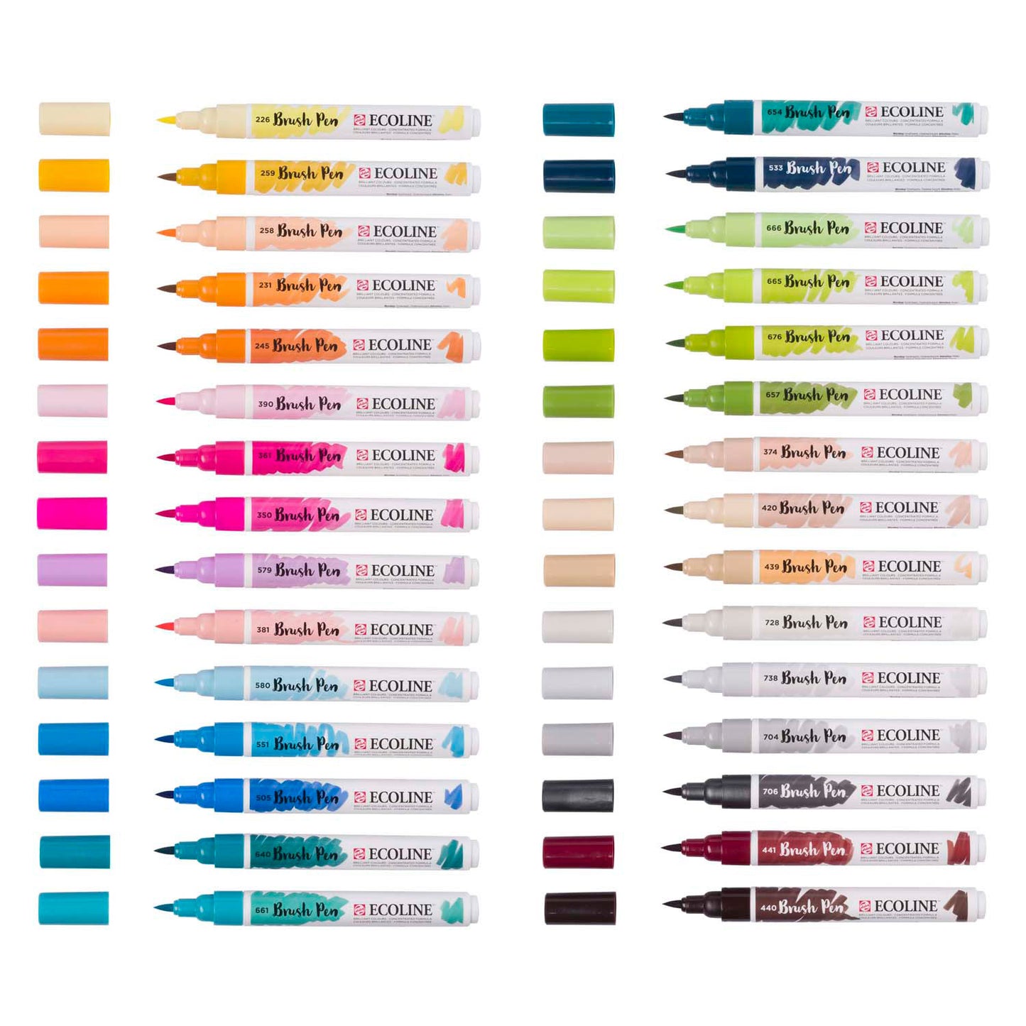 Bruynzeel Ecoline Brush Pen Set Additional, 30 colors